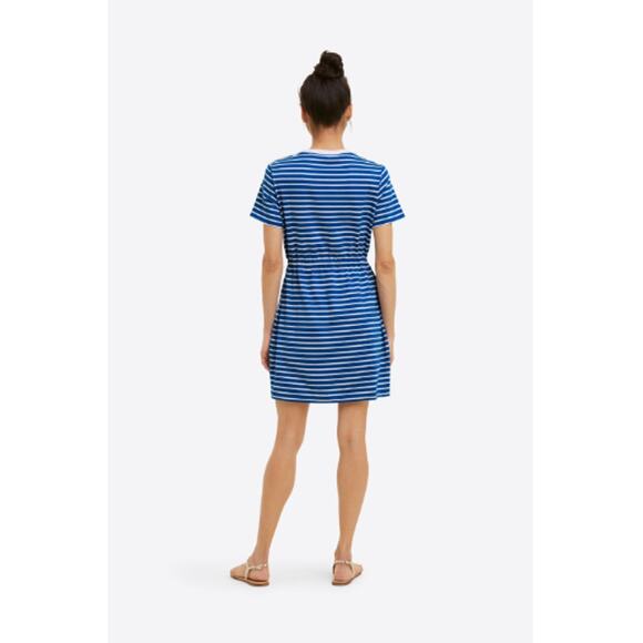 DRAPER JAMES Tie Waist T-Shirt Dress in Blue Nautical Stripe // XS - Picture 2 of 15